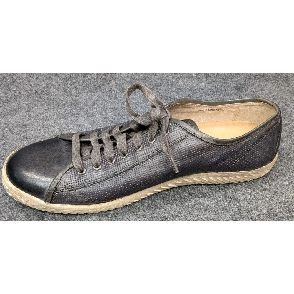 John Varvatos USA Mens 11M Black Leather Low Top Sneakers Casual Lace Up Shoes